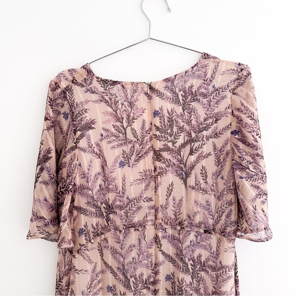 Sundance Lilac Springs Beige Floral Asymmetrical Midi Dress M or L - Picture 9 of 11